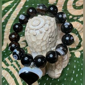 Coffee Agate Druzy 14mm with Heart